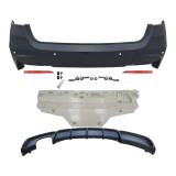 Set bara spate BMW Seria 3, 01.2019, cu catadioptri, cu gauri senzori parcare; grunduit, de vopsit; type M-Performance; cu spoiler; cu iesiri