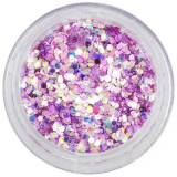 Confetti roz-violet &icirc;n pulbere, 1mm - hexagoane cu efect holografic