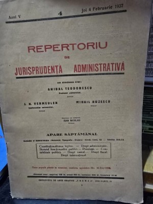 Repertoriu de jurisprudenta administrativa nr.4/1937 foto