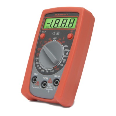 Multimetru digital compact Maxwell, 1 x 9 V, test dioda, mentinerea valorii foto
