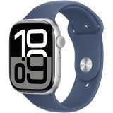 Apple Watch 10 GPS, Carcasa Silver Aluminium Case 46mm, Denim Sport Band - M/L