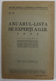 ANUARUL - LISTA DE EXPERTI A.G.I.R. , 1935