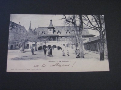 Carte Poștală Vintage Elveția - Geneva , Colegiul (cel mai probabil din perioada 1900&amp;ndash;1940) foto