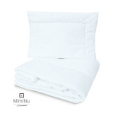 Cumpara ieftin Set pilota si perna, MimiNu, Pentru patut, Din bumbac certificat Oeko Tex Standard 100, Perna 40x60 cm, Pilota 100x135 cm, White