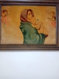 Pictura vintage Sfanta Fecioara cu Pruncul, Religie, Ulei, Realism