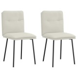 vidaXL Scaune de bucătărie, 2 buc., crem, catifea 4101318