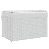 Cumpara ieftin Cos de rufe cu capac, alb, 55,5x35x34 cm, poliratan