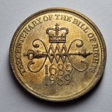 2 Lire 1989 - Monedă comemorativă Regatul Unit - 300 de ani - Declarația drepturilor engleze