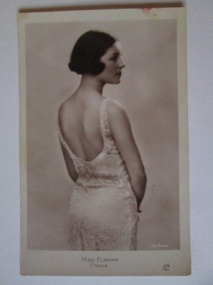 Carte postala Miss Europa-Franța necirculată anii 30 foto