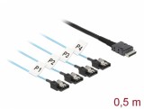 Cablu OCuLink SFF-8611 la 4 x SATA 7 pini 0.5m metal, Delock 85468