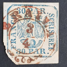 ROMANIA 1864 PRINCIPATELE UNITE II, 30 par. PE FRAGMENT-STAMPILA &amp;quot;BRAILA&amp;quot; foto