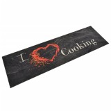 Covor de bucatarie lavabil Cooking, negru, 45x150 cm, catifea GartenMobel Dekor, vidaXL