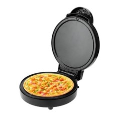 Aparat de gatit pizza, FOXMAG24, putere 1000W, cu suprafete de gatire antiaderente si termostat reglabil, negru, compact