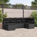 VidaXL Set de canapele pentru grădină 6 pcs Negru Rattan poli