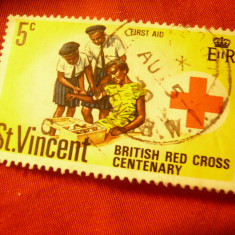 Timbru St. Vincent 1970 - Crucea Rosie , val. 5C stampilat
