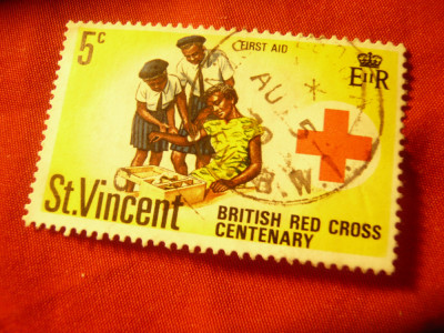 Timbru St. Vincent 1970 - Crucea Rosie , val. 5C stampilat foto