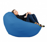 Fotoliu mare nirvana gigant blue piele eco umplut cu perle polistiren beanbag para marca pufrelax