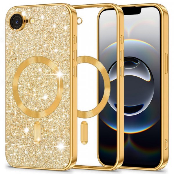 Husa MagSafe pentru Apple iPhone 16e, Techsuit, Luxury Glitter, Aurie