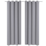 Cumpara ieftin Draperii opace cu inele metalice, 2 buc., gri, 135 x 245 cm