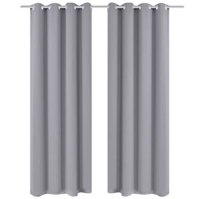 Draperii opace cu inele metalice, 2 buc., gri, 135 x 245 cm 130375 foto