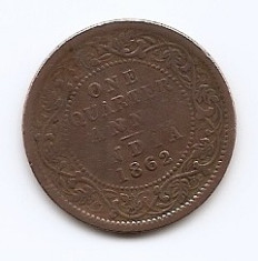 India Britanica ? Anna 1862 - Victoria (VICTORIA QUEEN) Cupru,25.18mm KM-467 (2) foto
