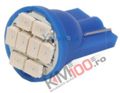 Led auto T10 cu 8 leduri SMD Albastru foto