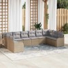 VidaXL Set de canapele pentru grădină cu pernă 10 pcs Bej Rattan poli 3345880