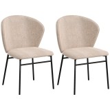 HOMCOM Scaun de masă, Design contemporan și elegant, Material textil cu efect de in, Oțel, 52 x 55 x 80 cm, Maro deschis | Aosom Romania