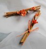 Marturii Nunta Bambus & Flori Uscate Portocalii - Set 70 Bucati, Handmade