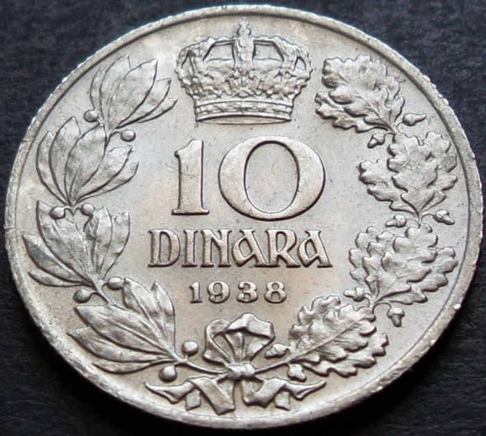 Moneda istorica 10 DINARI / DINARA - YUGOSLAVIA, anul 1938 * cod 4992 A