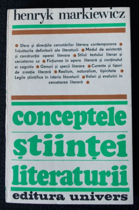 Henryk Markiewicz - Conceptele științei literaturii