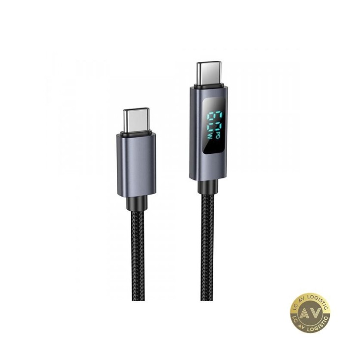Cablu Date si Incarcare USB-C - USB-C HOCO Display X112 60W 1m Negru