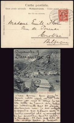 Switzerland 1903 Old postcard stationery Zermatt to Courtrai Belgium DB.285 foto
