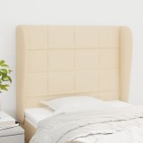 VidaXL Tăblie de pat cu aripioare, crem, 93x23x118/128 cm, țesătură