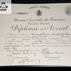 Diploma de avocat, Bucuresti 1927