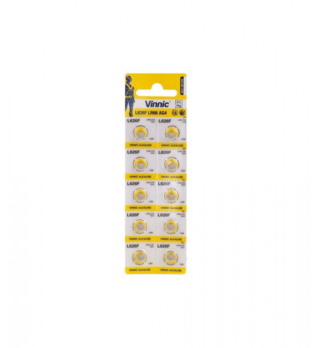 Vinnic G4 / AG4 / L626 / SR626 / 377 / 37 1.5V Alcalin baterie plata pentru ceas-Conținutul pachetului 1x Blister