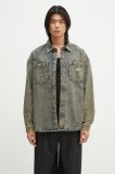 Dickies geacă din denim Houston Ls Shirt Yellow Fade Indigo bărbați, culoarea albastru marin, de tranzitie, DK0A4YF5K581