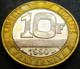 Cumpara ieftin Moneda bimetal 10 FRANCI - FRANTA, anul 1990 *cod 2633, Europa