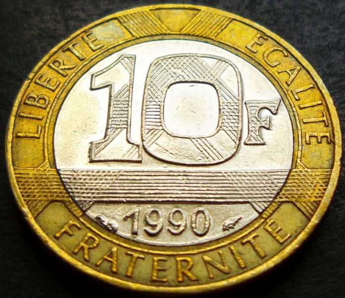 Moneda bimetal 10 FRANCI - FRANTA, anul 1990 *cod 2633