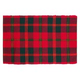 Suport farfurie decorativ de Craciun textil rosu verde carouri lurex auriu, CMCLASS