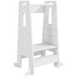 AIYAPLAY Scaun Copii Reglabil pe 3 Niveluri cu Bară de Siguranță, 45x47.5x91 cm, Alb | Aosom Romania