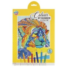 Set creativ, Coloreaza pe numere, A4, 8 creioane, leu, Moxy