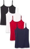 Cumpara ieftin Set 4 maiouri slim-fit pentru femei Amazon Essentials, alb rosu negru bleumarin, S - OUTLET