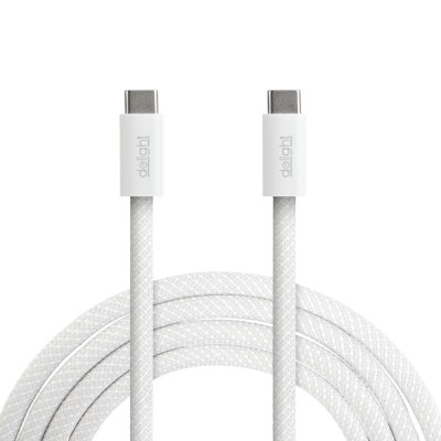 Cablu de alimentare si date Type-C / Type-C, 1 m, 5A, 240W, alb, cu &amp;icirc;nvelis textil Best CarHome foto