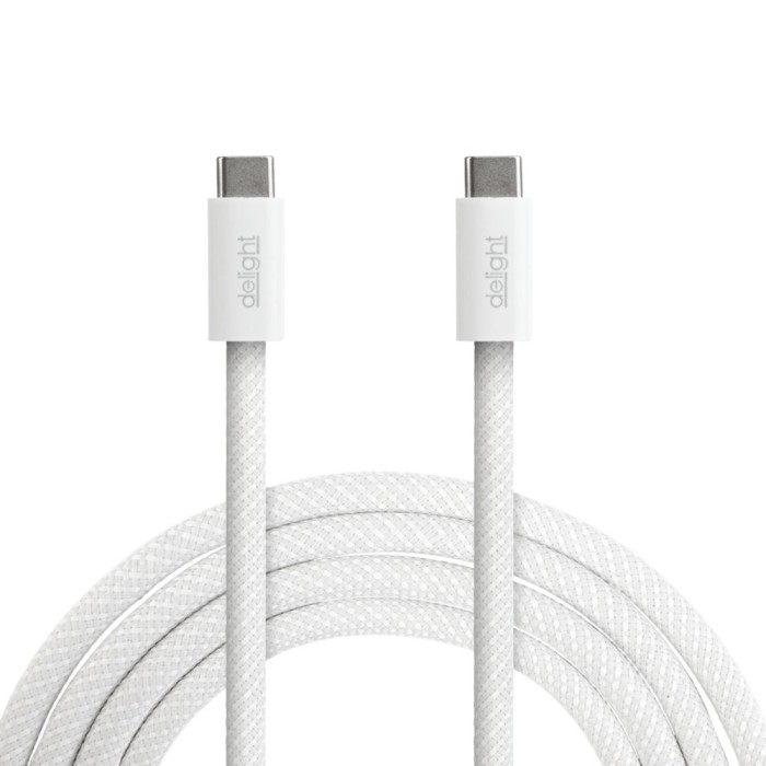 Cablu de alimentare si date Type-C / Type-C, 1 m, 5A, 240W, alb, cu &icirc;nvelis textil Best CarHome
