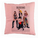 Perna Decorativa BlackPink, Model 2, 40x40 cm, Roz, Husa Detasabila, Burduf