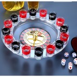 Joc de Baut Ruleta cu 16 Pahare de Shot din Sticla , 30 x 30 x 5.5 cm, model 2, Rosu Negru