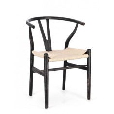 Set 2 scaune negru natur Artemia 50x49.5x77 cm