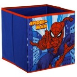 Cutie de depozitare textilă, albastră, cu model Spiderman, 25x25x25 cm, fără capac, CMCLASS