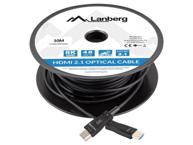 Cablu HDMI 2.1 LANBERG 10m Negru PVC CA-HDMI-30FB-0100-BK